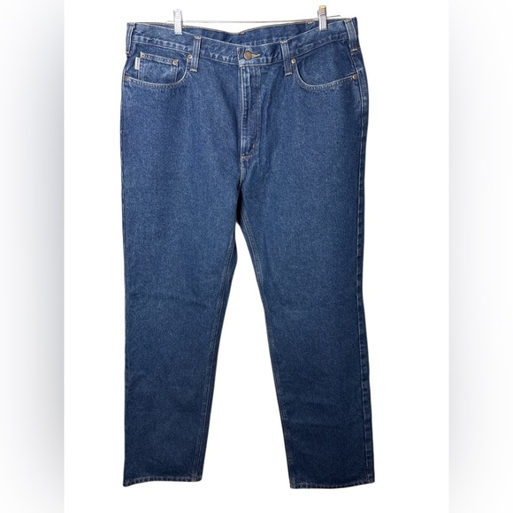 Carhartt Other - NWT Carhartt Relaxed Fit Straight Leg Denim Jeans Mens 42X34 Dark Blue Workwear